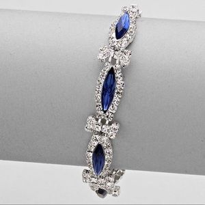 Marquis Shaped Montana Sapphire Blue Austrian Crystal Bracelet-Boutique